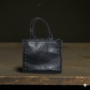 Sam and Hadley Black Studded Vegan Leather Tote Handbag